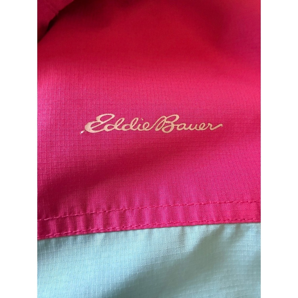 Eddie Bauer Kids L 14/16 Pink Teal Hooded Full Zip Rain Jacket Windbreaker Gorp - Picture 5 of 12